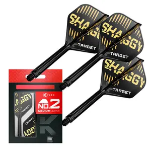 Target Darts Scott Williams K Flex Flights & Shaft System No.2 | Pack of 3 K-Flex All-in-One Flights, Player Edition Dart Accessories, Short 19mm, Intermediate 26mm, Medium 33mm