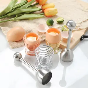 Stainless Steel Egg Opener, 1 Count Egg Holder with Built-in Spring, Egg Opener Tool, Kitchen Gadgets for Home Use, Utensils