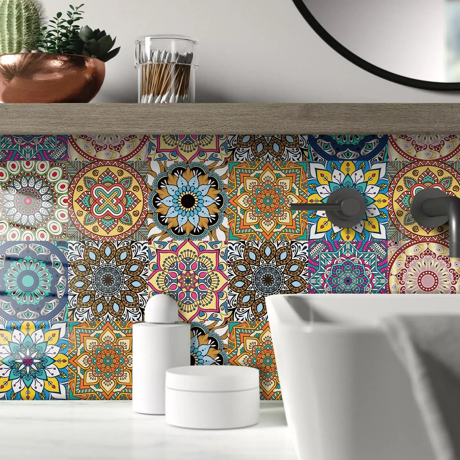 Self-Adhesive Removable Vintage Tile Backsplash, Waterproof and Oil-Resistant for DIY Kitchen & Bathroom, 5.9x11.8 Inch Wall Decor