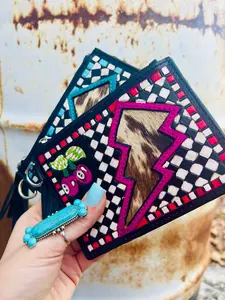 Lighting Bolt Pink Checkers Mini Wallet