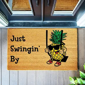 Just Swingin' Bye Pineapple - Funny Doormat - Coir Door Mat - Welcome Mat - Home Decor - Front Porch - Cute Gift - Funny Gift 5122**