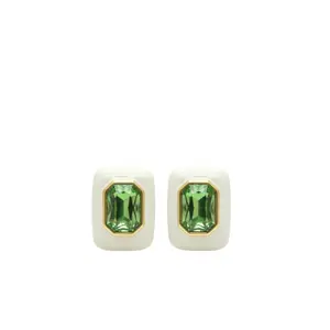Palm Beach Earrings -  White/Green