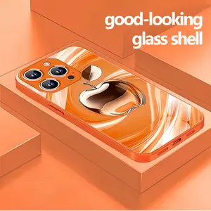 New Swirl Apple Series Metallic Glass Case with Lanyard | Shockproof & Stylish for iPhone 17/16/15/14/13/12/11 Series