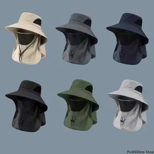 Unisex UV Protection Sun Hat Neck Flap Bucket Hat Lightweight Breathable Outdoor Fishing Hiking Camping Hunting Fisherman Cap for Summer Wear