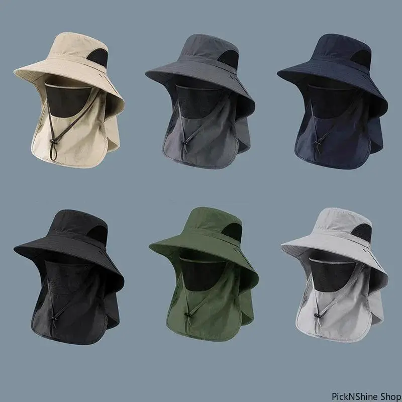 Unisex Dacron Sunscreen Beach Hat - UV Protection, Neck Flap, Lightweight Breathable Fabric, One-Size-Fits-All Bucket Hat for Summer Outdoor Fishing, Sunscreen Hat