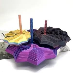 Layered Gradient Fidget Star Toy – Hypnotic Stress Relief Spinner with Handle, Visual & Tactile Sensory Desk Decor