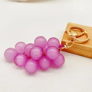 GleamJoy S Grape Keychains, Creative Cute Bubble Jelly Grape Cluster Keychain Emulational Fruit Car Key Students' School Bag Pendant Gift
