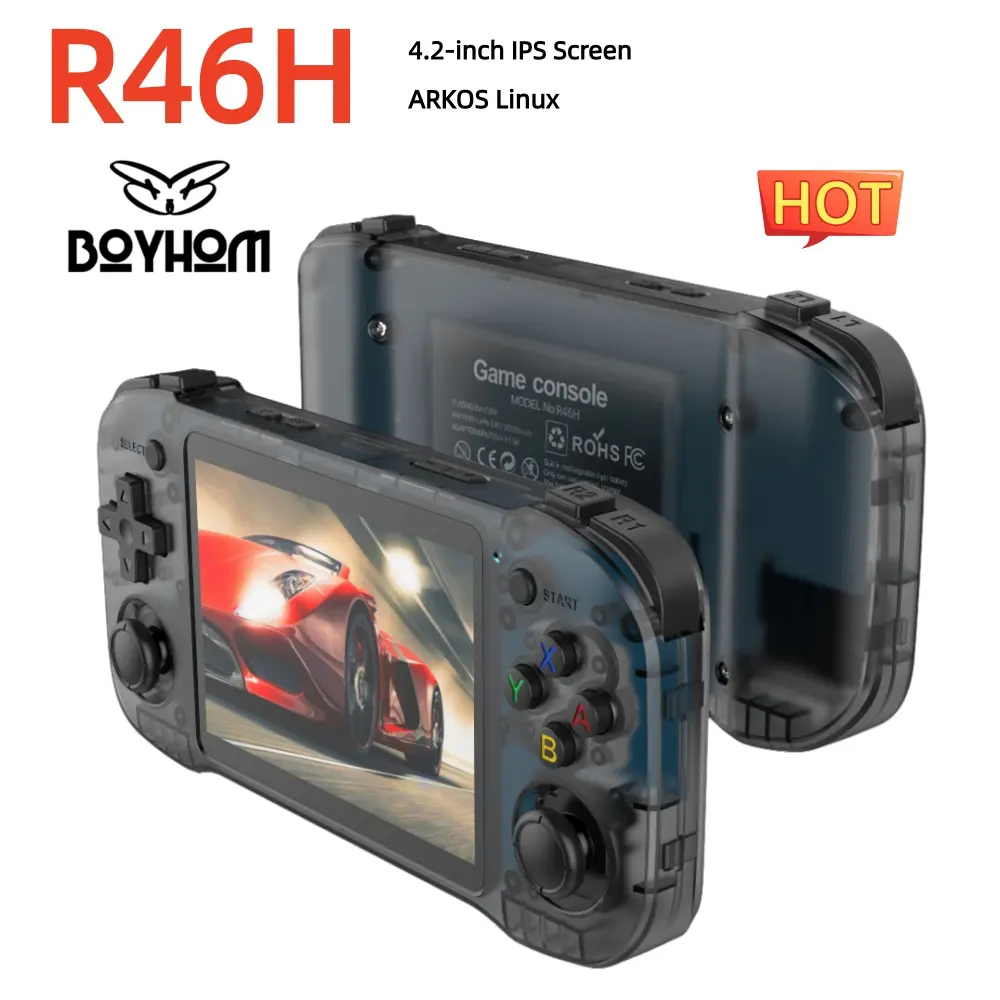New Open Source Arkos R46h Retro Handheld Gaming Game Console, Portable Pocket Console, 4.2 Inch HD IPS Screen, Classic Games, Portable Video Player, Best Gift
