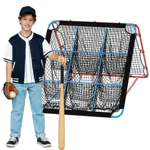 7x5Ft Baseball Rebounder Net and 9 Hole Pitching Net, 12 Angle Adjustable Baseball Bounce Back Trainer, Multi-Sport Training Equipment for Softball, Volleyball, Soccer