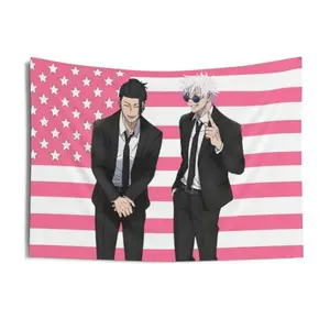 Gojo and Geto Flag Tapestry, Anime Funny Room Merch, Backdrop Tapestry JJK Aesthetic Tapestry Art Prints Wall Painting Artworks Tapestries Decor Decorative