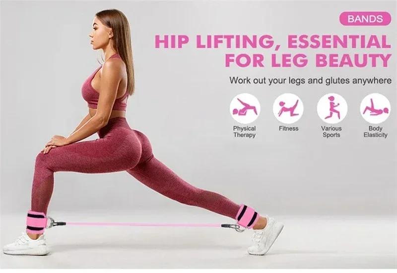 11pcs Yoga Resistance Band Set for Leg and Hip Sculpting, Multi-Level Tension Fitness Equipment with Ankle Straps, Ankle Support, and Foot Ankle Protection Kit