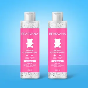 Bearvana PH Balanced Feminine Shower Wash - Double Pack (2 Bottles) – 250 mL Large Bottle size - Daily Gentle Cleanser - Odor Control - Hint of Vanilla Scent - Daily Shower Gel