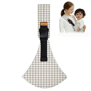 Chic Houndstooth Baby Sling Carrier - Premium Cotton Linen Blend, Adjustable Front & Back Straps, Lightweight Wrap for Babies 6-48 Months