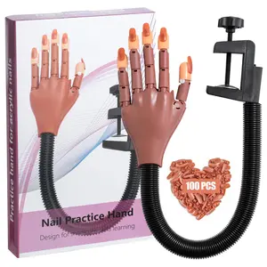 Practice Hand for Acrylic Nails, Professional Nail Practice Hand for Training, Adjustable False Fake Mannequin Hand with 100Pcs Nail Tips, Upgrade DIY Nails Display Manicure Supply Cutics