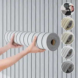 3D Grooved Wood-Grain Wall Panels – Self-Adhesive, Waterproof, Sound-Insulating Wallpaper, Peel and Stick Wallpaper Designs, with Textured & Matte Wood Surface, Easy to Clean & Install, Removable, Perfect for Living Rooms, Bedrooms, Ceiling Décor