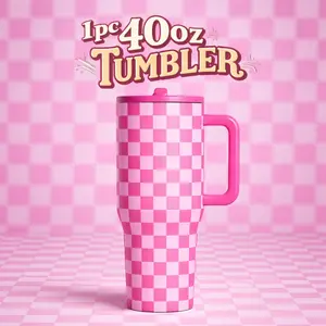 1 Pc insulated mug, Insulated stainless steel, 40oz vacuum cup, double wall mug, keeps hot 12h cold 24h, leak proof lid, skinny tumbler, Leakproof Insulated Tumbler, checkered design, travel mug for hot cold drinks, gift for women men holiday office use
