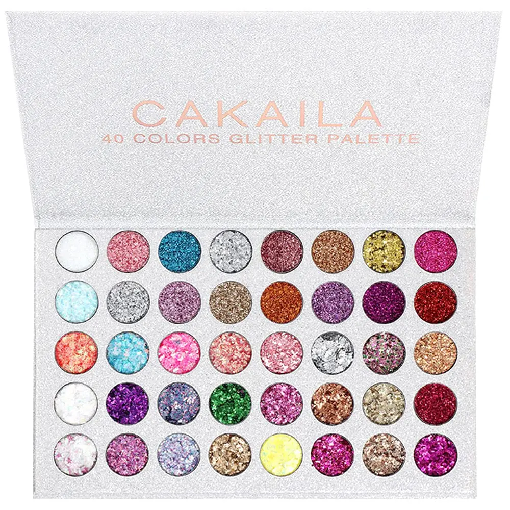 CAKAILA Glitter Colorful Sparkly Eyeshadow Palette For Eye Makeup White Silver