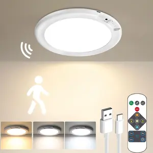 Modern LED Motion Sensor Ceiling Light, Multifunctional Ambient Lights, Smart Lighting, Wireless Charging Magnetic Installation, Dimmable with Remote, Ideal for Hallway, Closet, Kitchen Cabinet