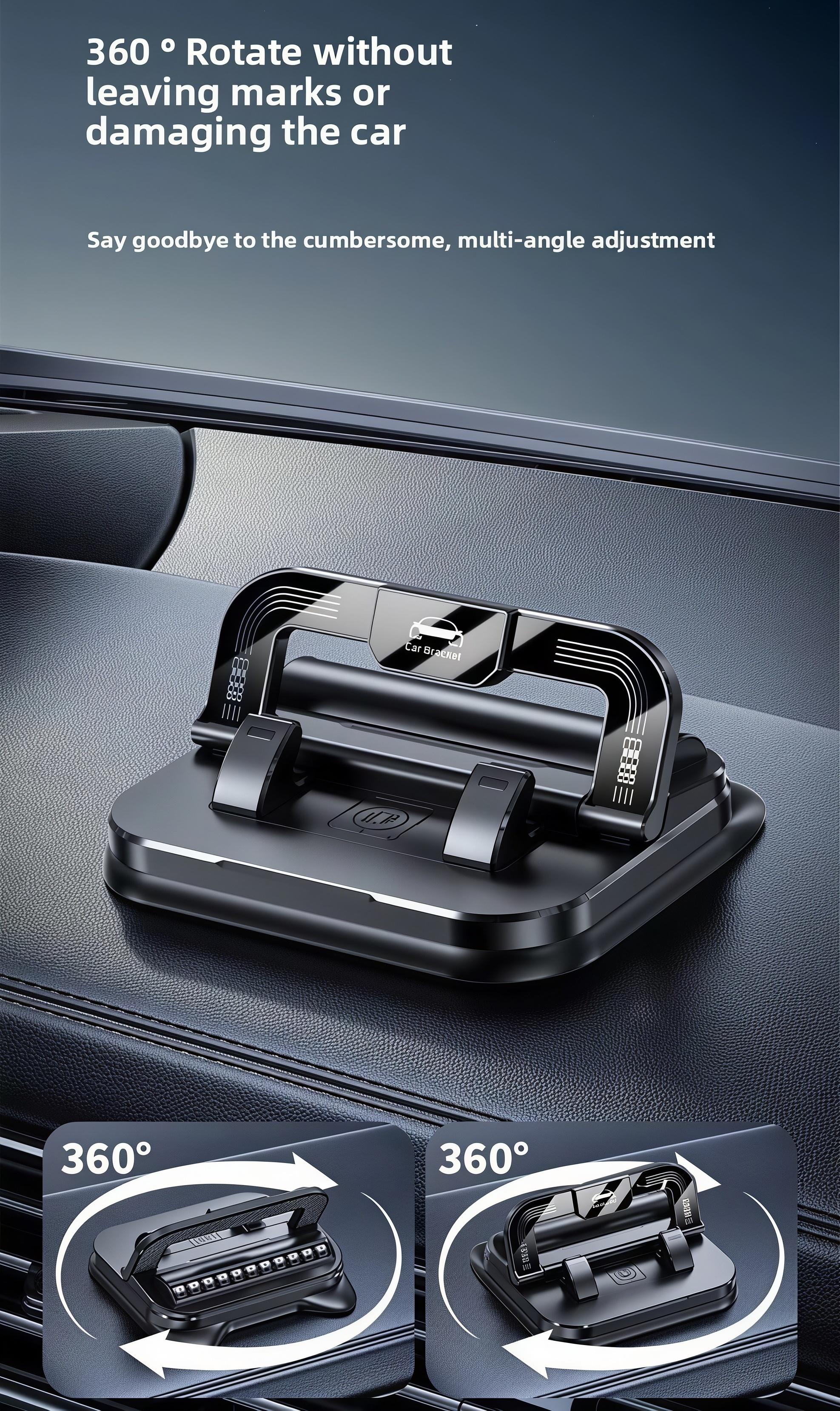 Car phone holder 360 degree rotation, suitablefor car navigation in-car dashboard, horizontaland vertica screen adjustment angle,suctioncup fixed non-slip mobile phone holdersuitable for iPhone and Android