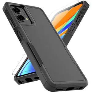 Motorola Moto G 5G 2024 Case: Dual Layer Protective Heavy Duty Cell Phone Cover Shockproof Rugged with HD Screen Protector - Military Protection Bumper Tough - Motorola Moto G 5G