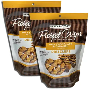 Snack Factory Milk Chocolate Pretzel Crisps Drizzlers 5.5 Ounce, 2 Packs