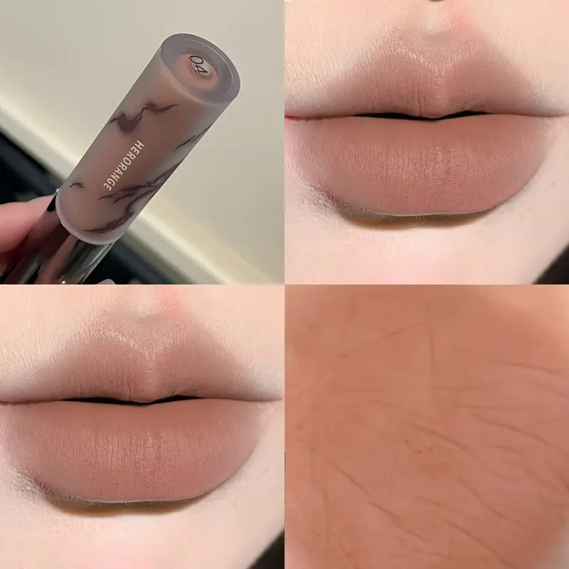 Matte Nude Brown Lip Glaze, Milky Coffee Lip Tint, Brown-toned Lipstick with Fade-Resistant Color, Velvet Matte Finish Suitable All Skin Types, Usable in All Four Seasons