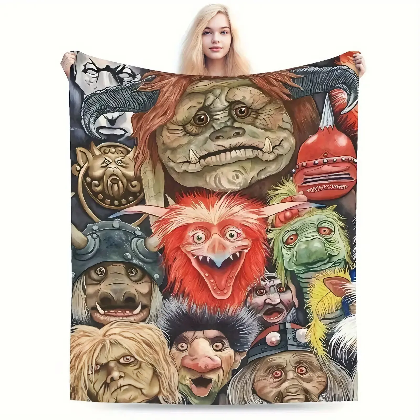 Labyrinth Flannel Blanket - Ultra-Soft Iconic Jareth Goblin King Fantasy Character Design, All-Season Portable Throw, Travel Companion, Ideal Gift Perfect for Fans