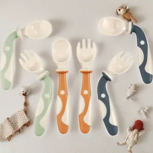6-Pack Bendable Baby Spoons & Forks Set, 360 °   Flexible BLW Training Utensils for Self-Feeding, BPA-Free, No Spring-Back, Easy Grip for Left & Right-Handed Toddlers