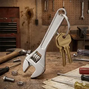 Heavy Duty Mechanic Keychain Industrial Style Metal Car Repair Tools Wrench Key Ring Accessory Unique Hardware Key Holder For Men