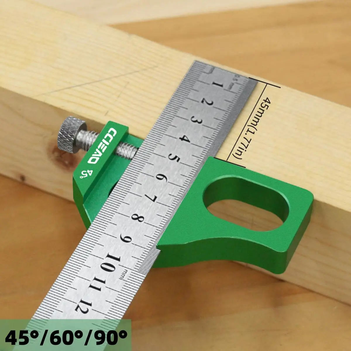 Woodworking Square Scribe, Steel Ruler Positioning Block, Aluminum Alloy Angle Scriber Line Marking Gauge for Ruler Locator Woodworking Carpentry Scriber, Woodworking Square Protractor Tool