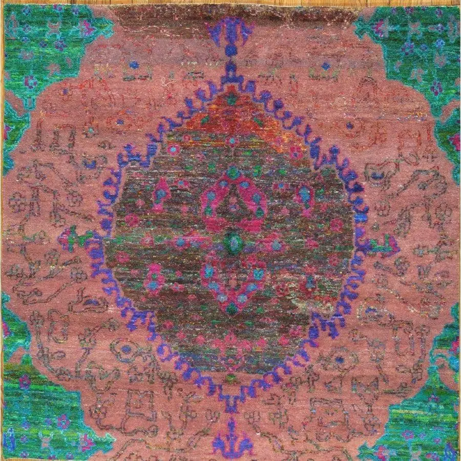 Canvello Modern Sari Silk Collection Hand-Knotted Area Rug- 5'10" X 5'11"