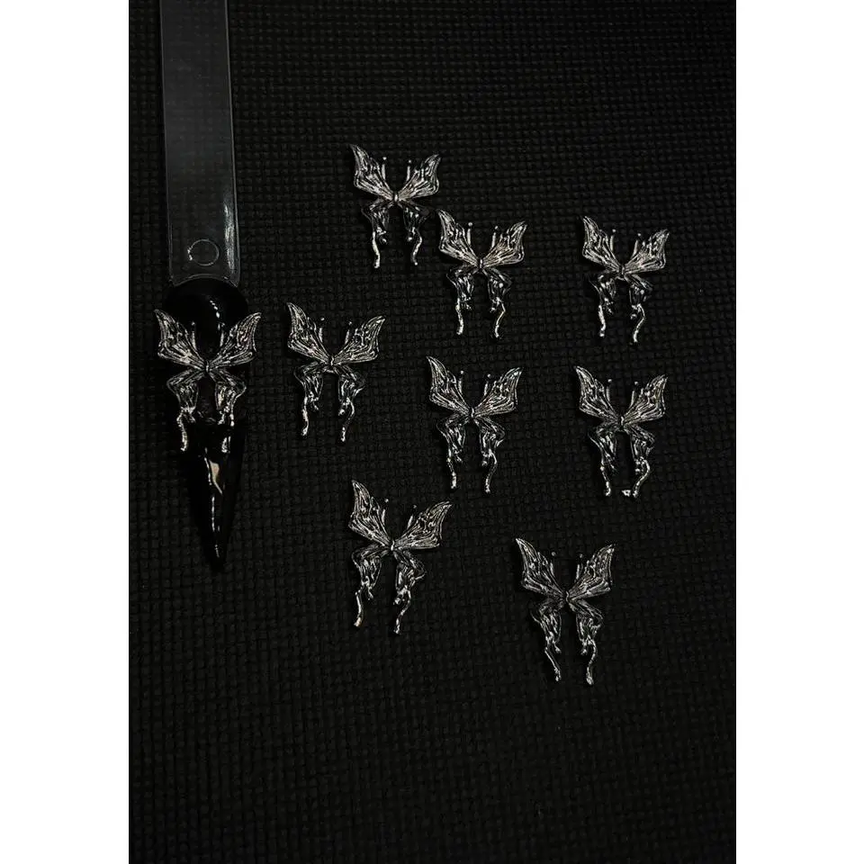 10 Pc Silver Large Butterfly Nail Charms Durable Manicure Nail Art