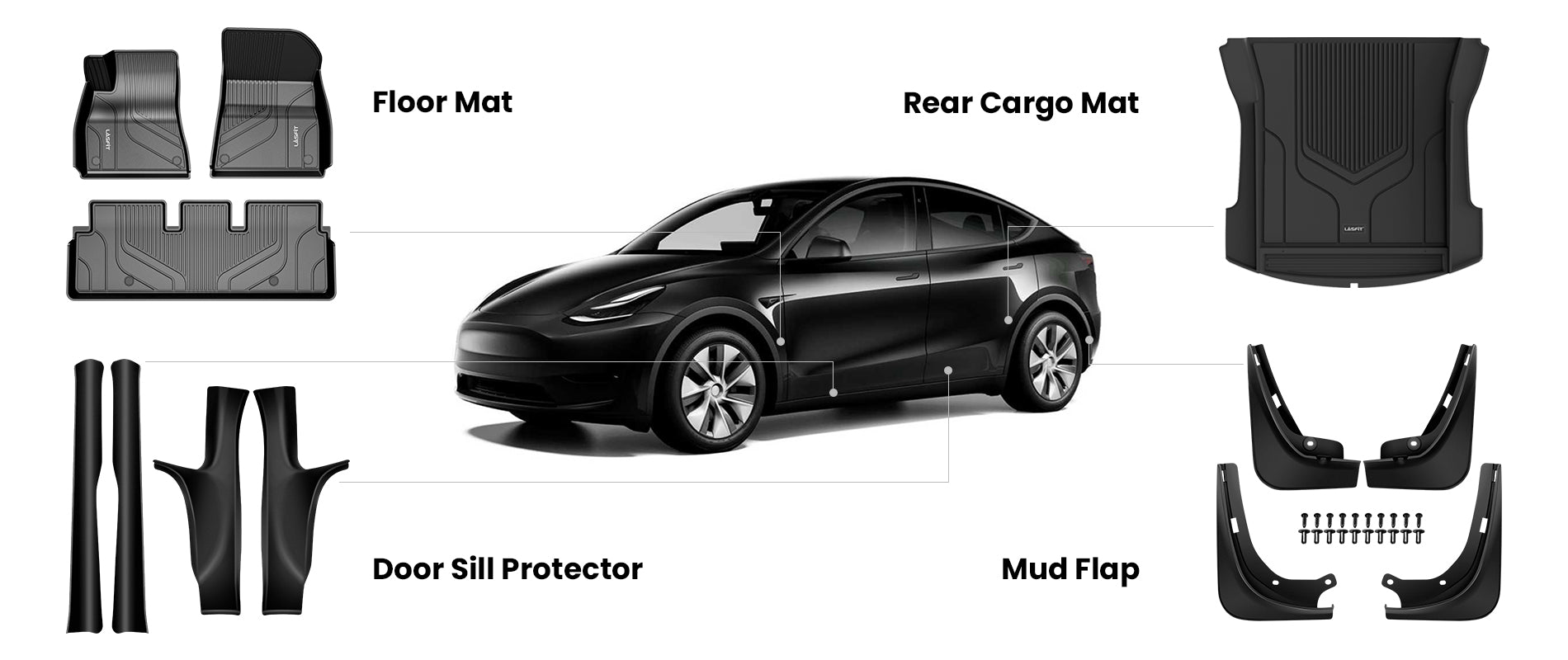 LASFIT Floor Mats Fit for Tesla Model 3 & Model Y,TPE Material ,All Weather,Perfect Custom Fit Car Interior Accessories