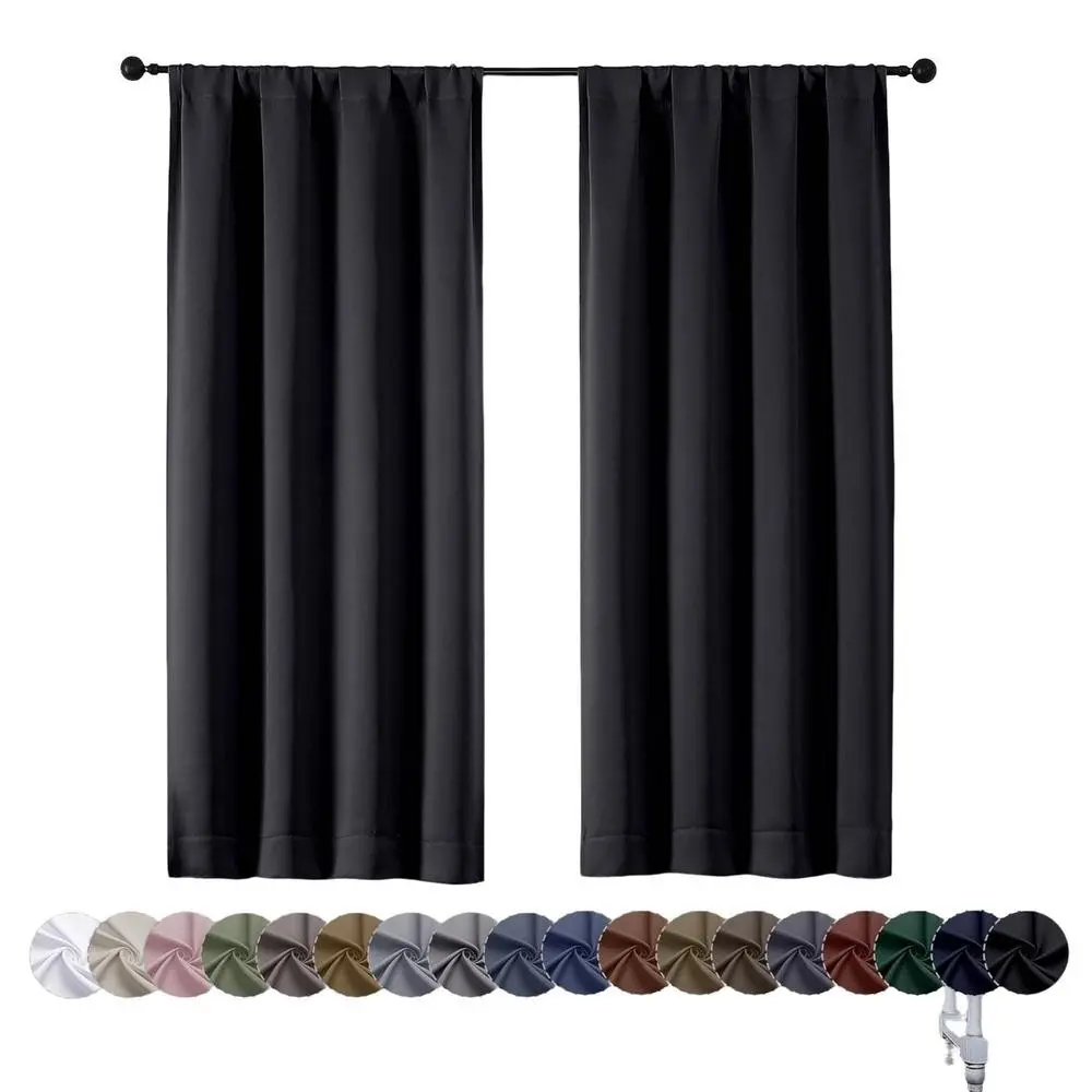 2-Piece Bedroom Blackout Curtains, 63 Inch Length Set, Thermal Insulation Panels with Rod Pocket Design, Home Decor & Privacy Protection, Thermal Insulated Curtain, Heavy Curtain, Window Curtain, Polyester Privacy Curtain