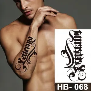 Handwritten font waterproof temporary tattoo sticker text word Chicano letter tattoo arm shoulder fake tattoo suitable for women and men