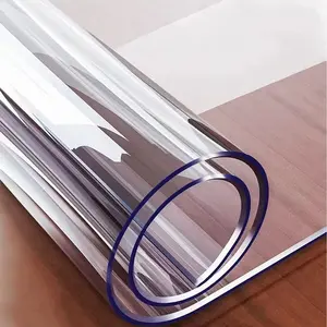 Clear PVC Soft Glass Table Cover, 1mm Thick Desk Protector, Waterproof Oil-Proof Heat-Resistant, Scratch-Resistant, Easy to Clean for Dining Table, Office Desk, Coffee Table