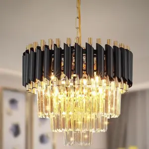 4 Light Elegant Black Gold Classic Crystal Fireflies | The Chandelier that Infuses Luxury into the Home Lamp Design Modern Interior room stuff night light