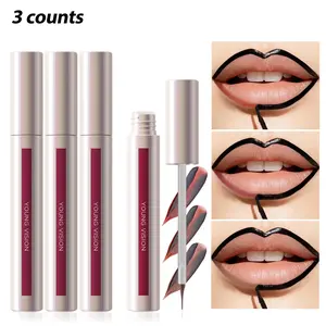 YOUNG VISION Lip Liner Set, Lip Liner Pen, 3-Piece Sharp Tip Peel-Off Lip Color, Ultra-Fine Brush Head Matte Long-Lasting No Smudge