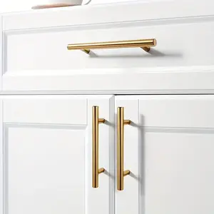 6pcs Stainless Steel Cabinet Door Handles, Door Knob, Furniture Drawer Pulls, Hardware T-Shape Rod Handles, Door Handles Interior, Durable and Stylish, Easy Installation, Luxurious Accent