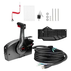 Side-Mounted Outboard Remote Control Box, 881170A15 Mercury PT 2-Stroke Boat Throttle Control with Power Trim Switch, 16.3 ft 8+4 Pins Harness and Lanyard Set