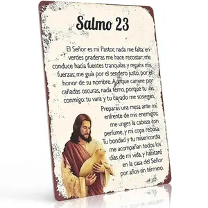Salmo 23 El Señor Es Mi Pastor 12x8 Inch Aluminum Metal Sign - Religious Christian Wall Decor for Home, Church, Living Room - Retro Rustic Tin Sign Gift for Believers, Spanish Speakers