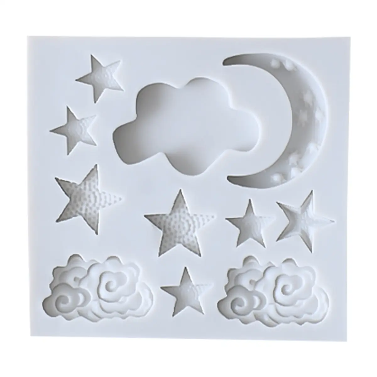 Reusable Silicone Cake Fondant Molds - Kitchen Baking Accessories, Star, Moon, Cloud Shapes, Random Color, DIY-Friendly Chocolate Molding & Cake Decorating Tools