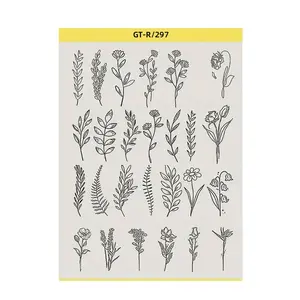 Pre-Drawn Tattoo Transfer Paper Roll, Tattoo Stencil, Fashion Style Floral Line Art Designs Patterns, No Ca Prop 65 Warning, Ideal for Temporary Tattoos, Easy Application Body Art