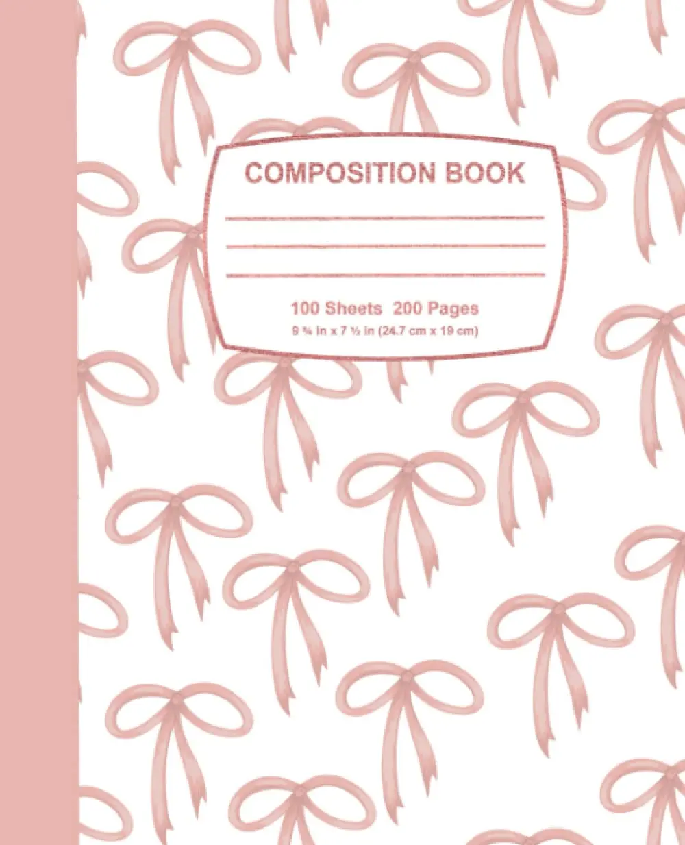 Composition Notebook: Pink Bow Pattern: 100 pages, Wide Ruled, 7.5"x9.25"