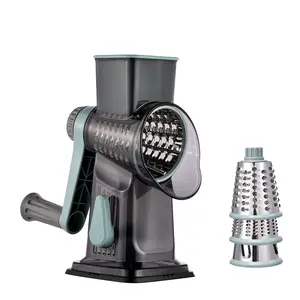 Rotary Cheese Grater with Handle, 5 Well-Designed Blades, Strong Suction Cup Base, Kitchen Utensils Vegetable Slicer Dicer Fruit Vegetable Slicer Gadgets Kitchen