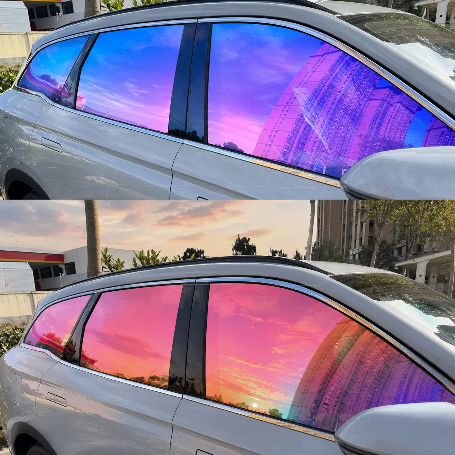 Color Shifting Iridescent Window Film 50x138cm/50x200cm | Self Stick Rainbow Glass Tint for Car & Home, UV Block Decorative Holographic Sticker