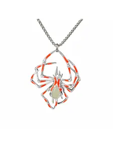 Halloween Creative Luminous Spider Necklace, Fashionable Men's Hip Hop Alloy Pendant, Glow-In-The-Dark Insect Charm Jewelry
