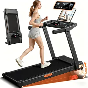 A1 UMAY Fitness Home Folding Incline Treadmill, 2.5 HP Quiet Brushless, 300 lbs Capacity (Black with 15% Incline)