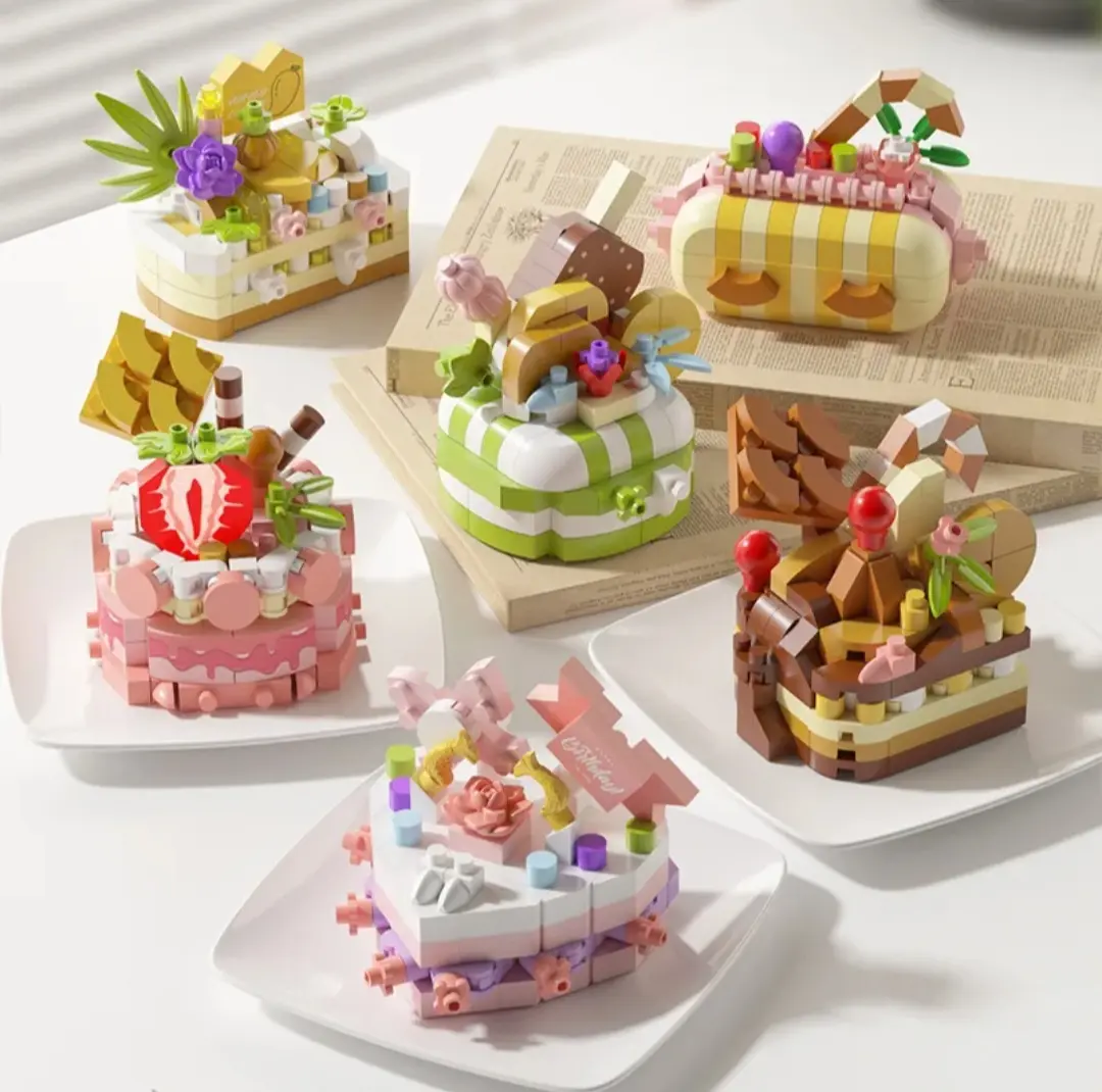 Kawaii Cake Assembled Blocks Set DIY Dessert Cake Model Creative Toys for Kids and Adults Fun Blocks
