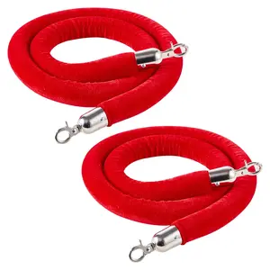 【fathersdaygift】VEVOR 2 Pcs Red Velvet Stanchion Ropes,5 ft Crowd Control Stanchion Red Velvet Ropes with Silver HooksPost Queue Barrier Carpet Rope for Carpet Events Movie Theaters Grand Openings Hotels Party